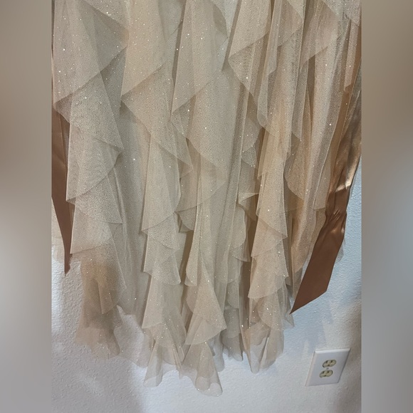 Teeze Me women/girl’s dress gold strapless with sash - Picture 8 of 10